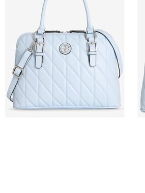 Quilted Dome Satchel Handbag - Light Blue